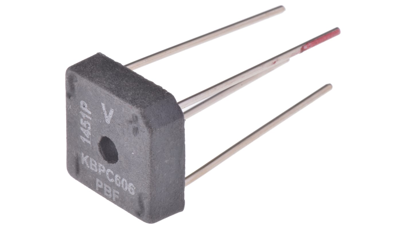 Vishay 单相整流桥, 6A, 600V, 4针, D 72, 通孔安装, -40 °C→+150 °C