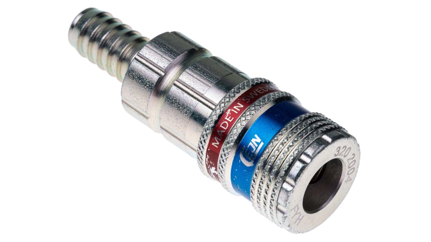 CEJN Brass, Steel Pneumatic Quick Connect Coupling, 10mm Hose Barb