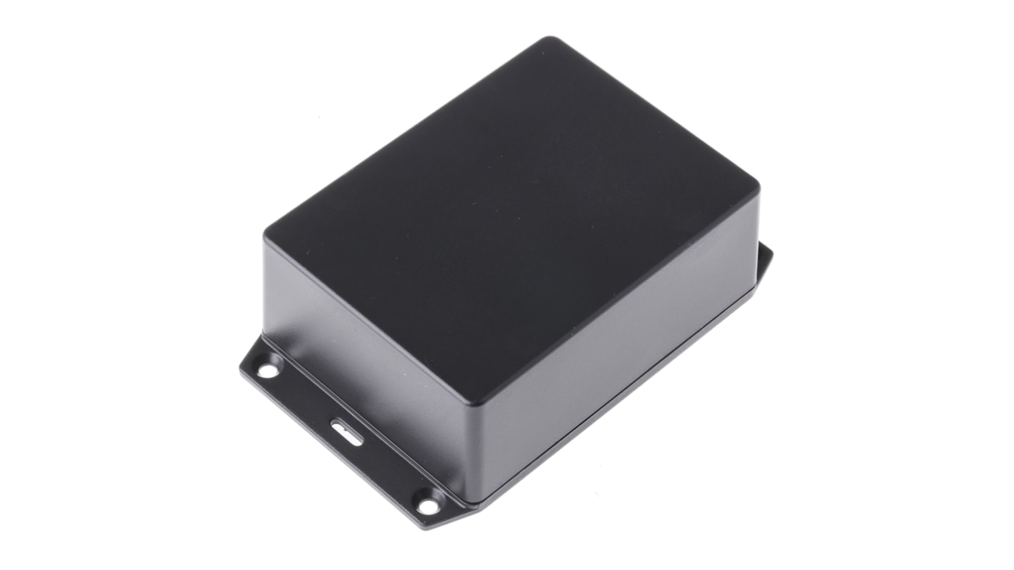 Hammond 1591 Series Black Flame Retardant ABS Enclosure, IP54, Flanged, Black Lid, 112.5 x 84.6 x 41.3mm