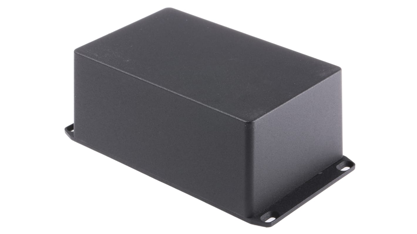 Hammond 1590 Series Black Die Cast Aluminium Enclosure, IP54, Flanged, Black Lid, 188 x 119.5 x 82mm