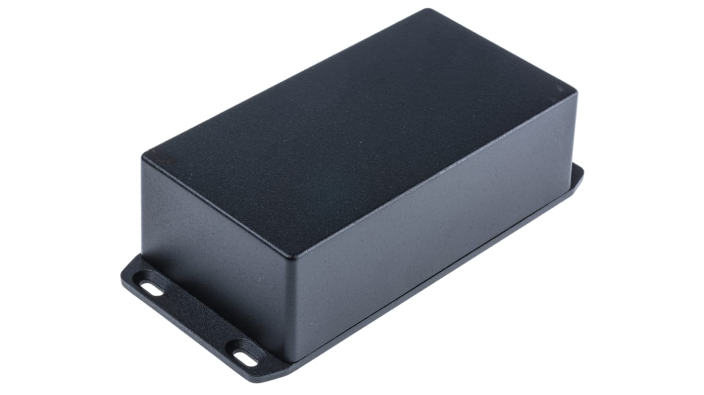 Hammond 1590 Series Black Die Cast Aluminium Enclosure, IP54, Flanged, Black Lid, 153 x 83.1 x 50.4mm