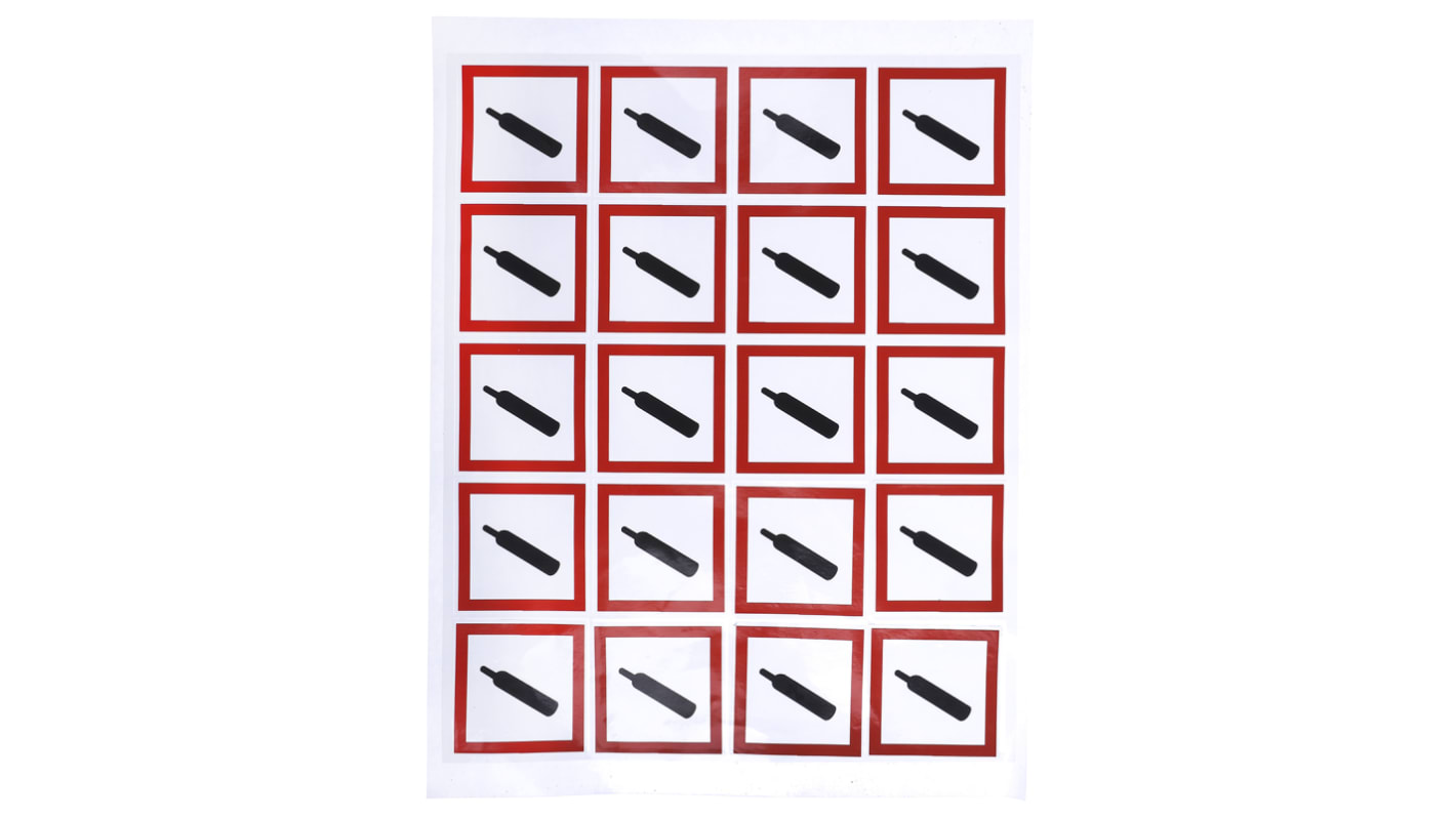 RS PRO Black, Red, White Gloss Polymeric Vinyl Safety Labels 40 mm x 40mm