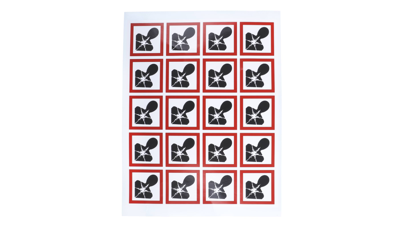 RS PRO Black, Red, White Gloss Polymeric Vinyl Safety Labels 40 mm x 40mm