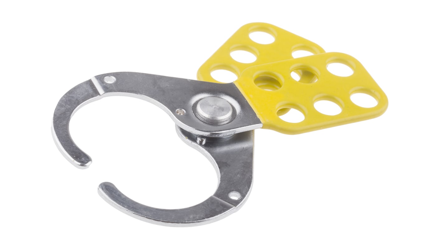 RS PRO Stahl, Gelbe Vinylbeschichtung Schließbügel Typ Haspen-Absperrung, 6-fach Verriegelung, 10mm bis 38mm, Ø 9.25mm,