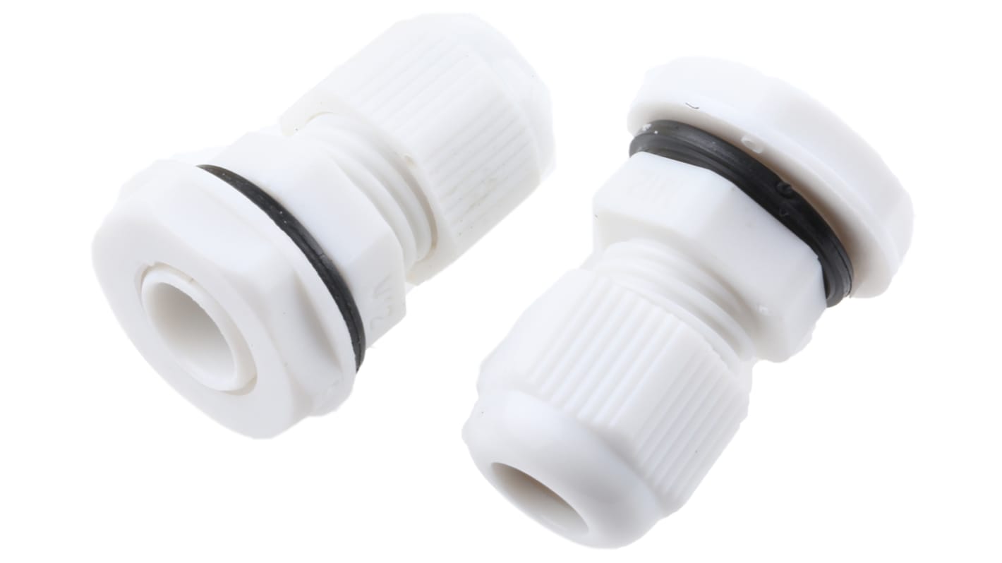 HellermannTyton NGM Series White Nylon Cable Gland, M12 Thread, 3mm min., 6.5mm max., IP68