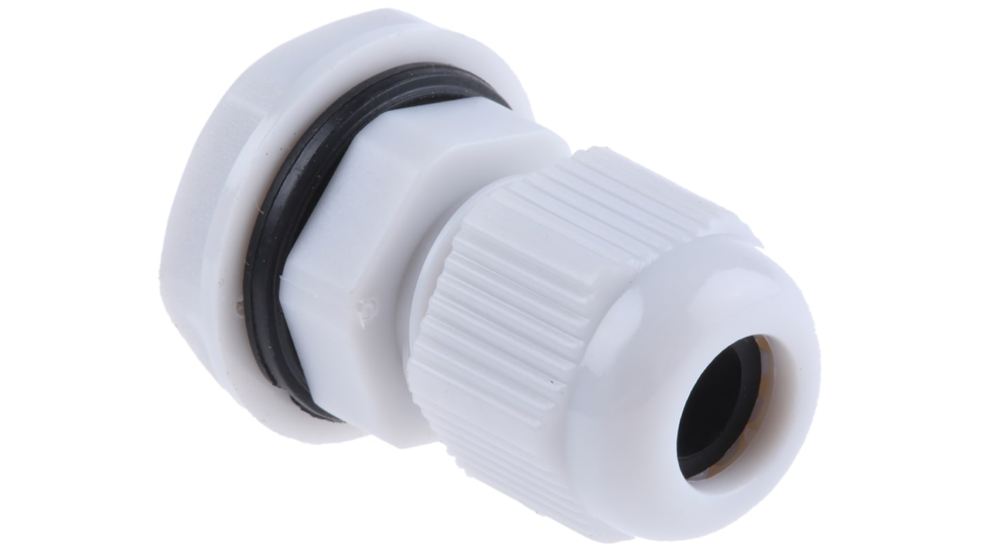 HellermannTyton NGM Series Grey Nylon Cable Gland, M12 Thread, 3mm Min, 6.5mm Max, IP68