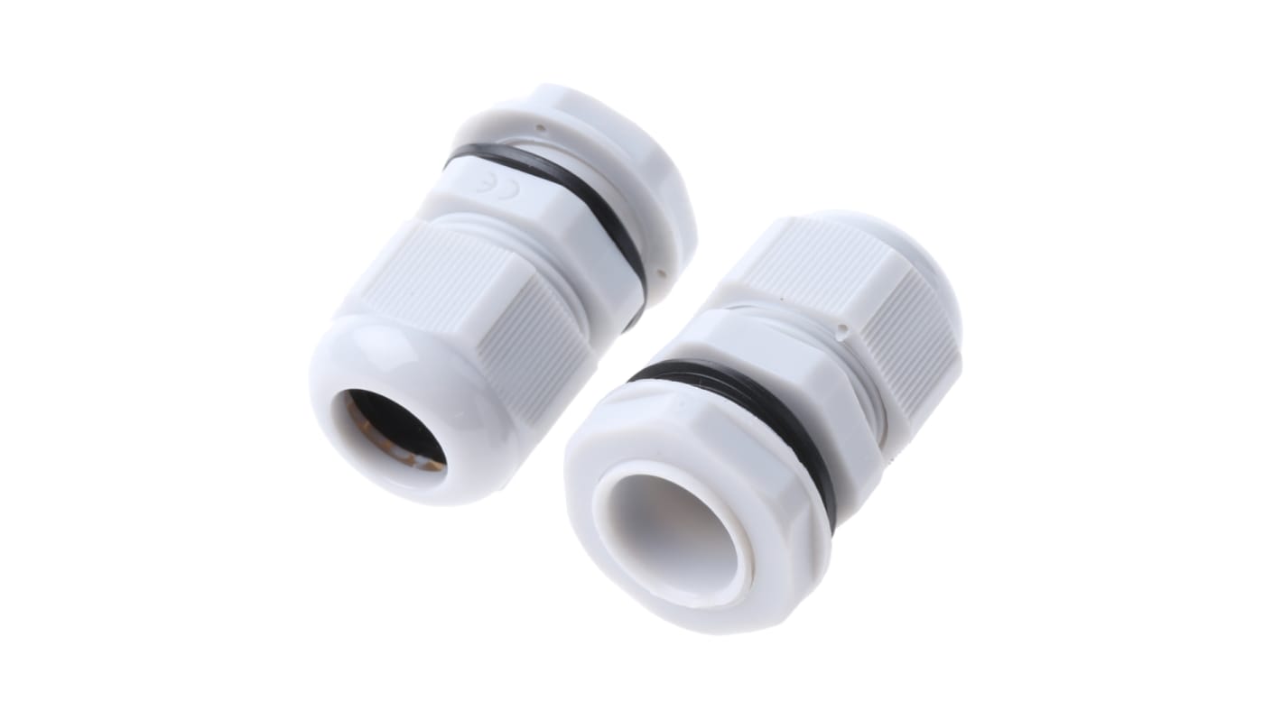 HellermannTyton NGM Series Grey Nylon Cable Gland, M20 Thread, 10mm min., 14mm max., IP68