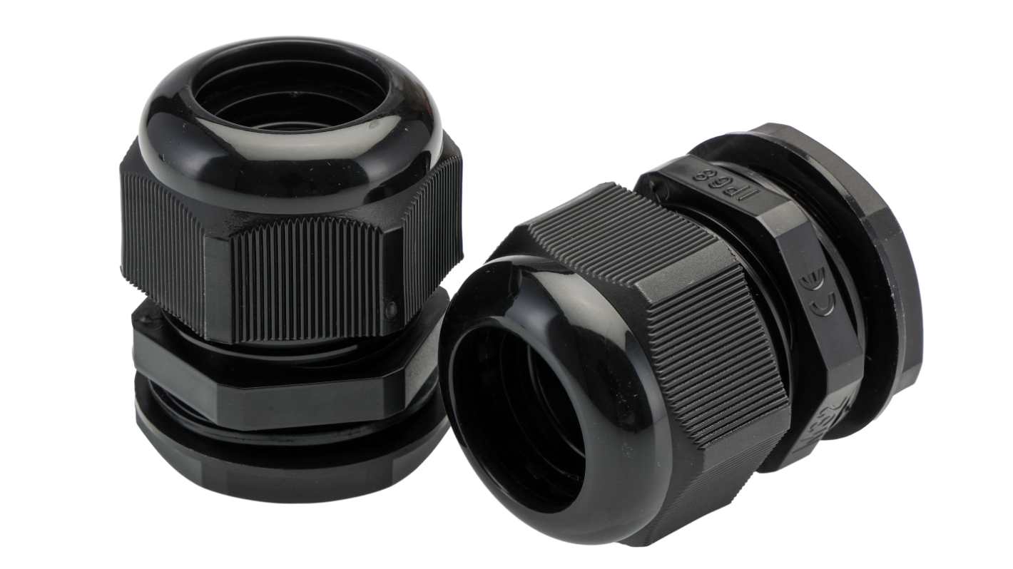 HellermannTyton NGM Series Black Nylon Cable Gland, M32 Thread, 18mm min., 25mm max., IP68
