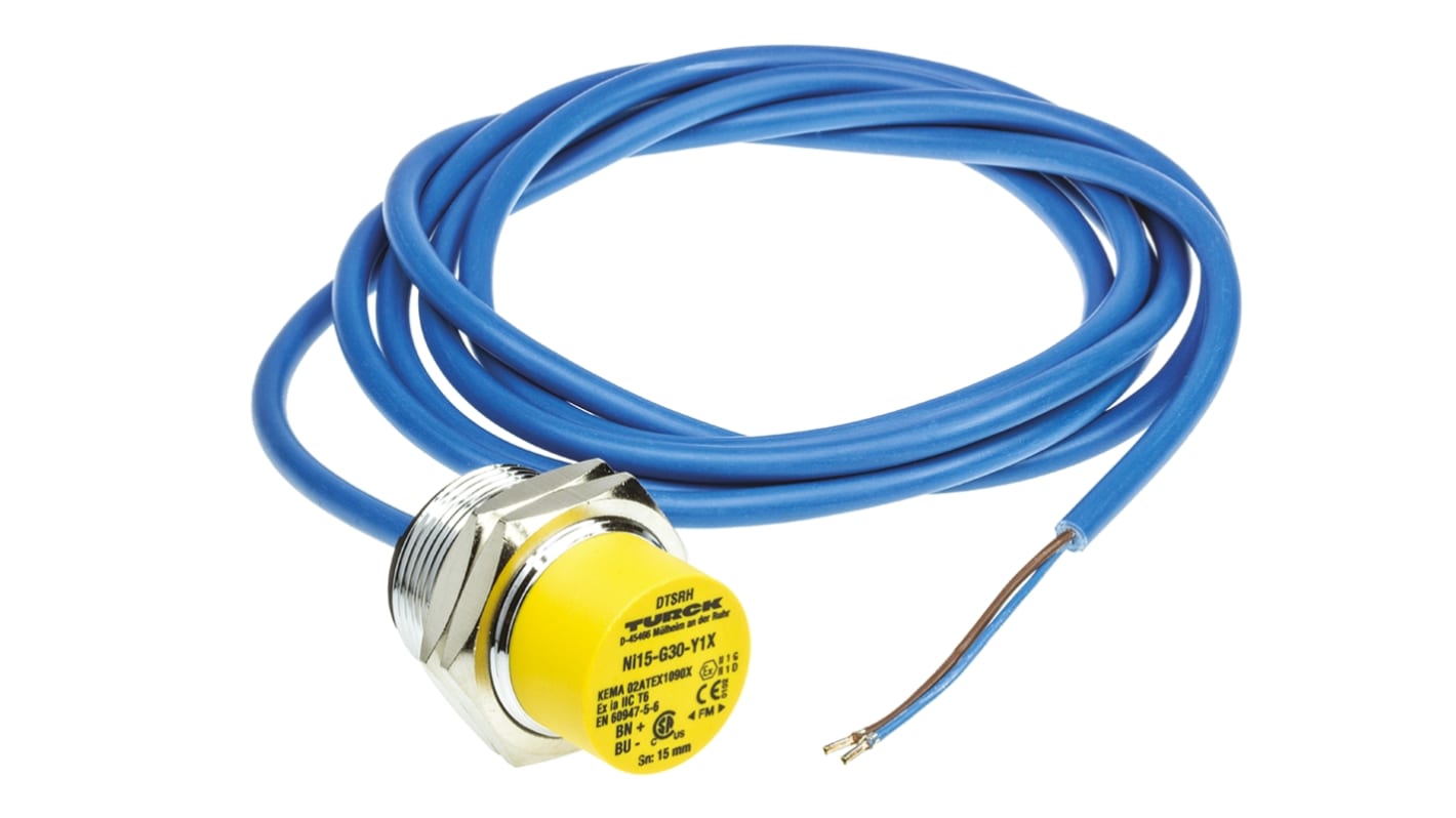 Turck Inductive Barrel-Style Proximity Sensor, M30 x 1.5, 15 mm Detection, NAMUR Output, 8.2 V dc, IP67