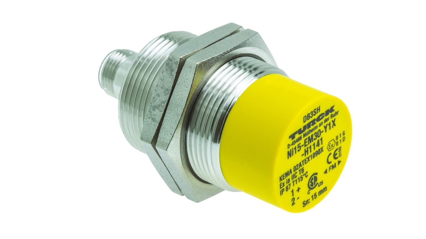 Turck Inductive Barrel-Style Proximity Sensor, M30 x 1.5, 15 mm Detection, NAMUR Output, 8.2 V dc, IP67