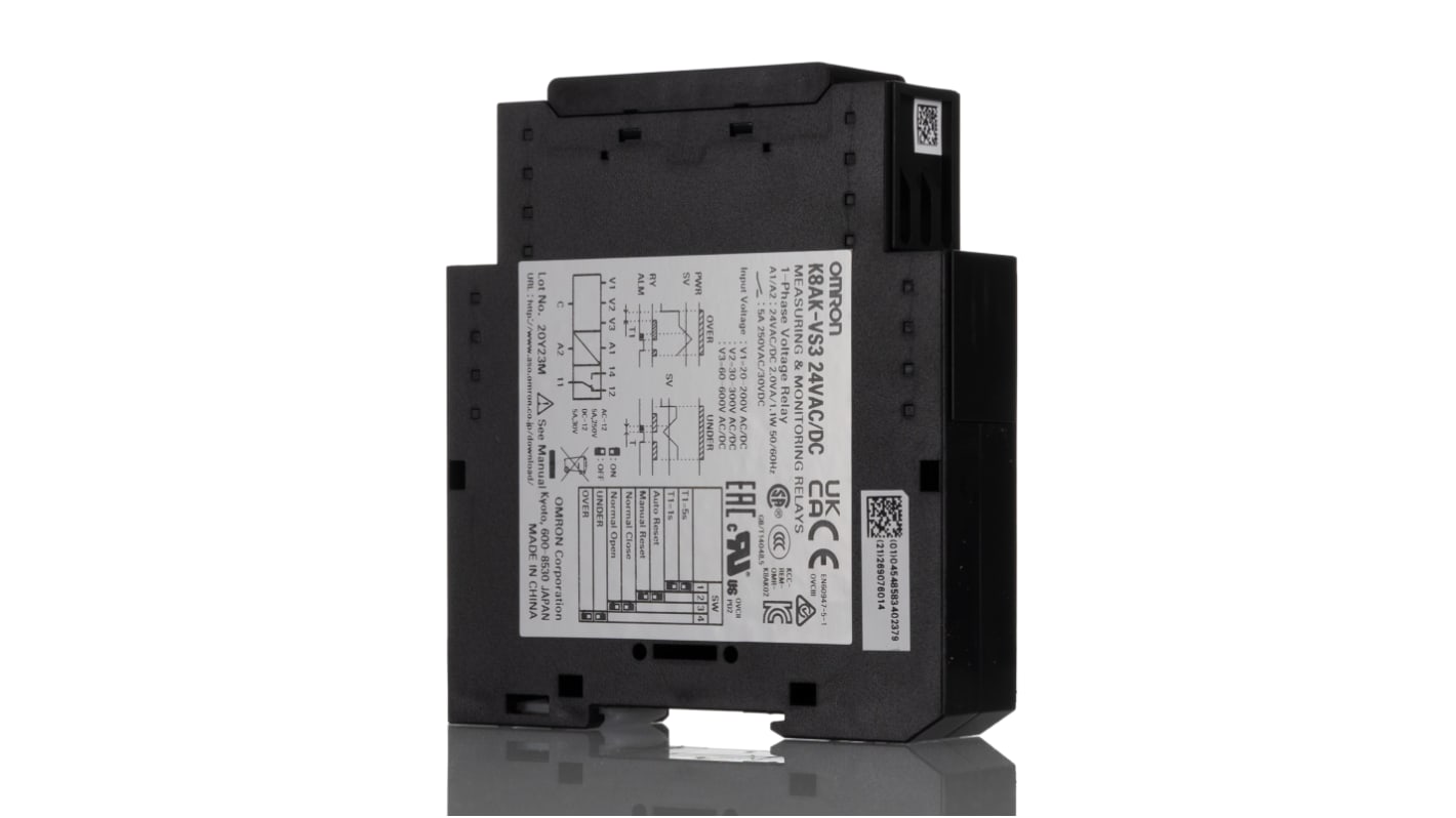 Omron Voltage Monitoring Relay, 1 Phase, SPDT, 20 → 200V ac/dc