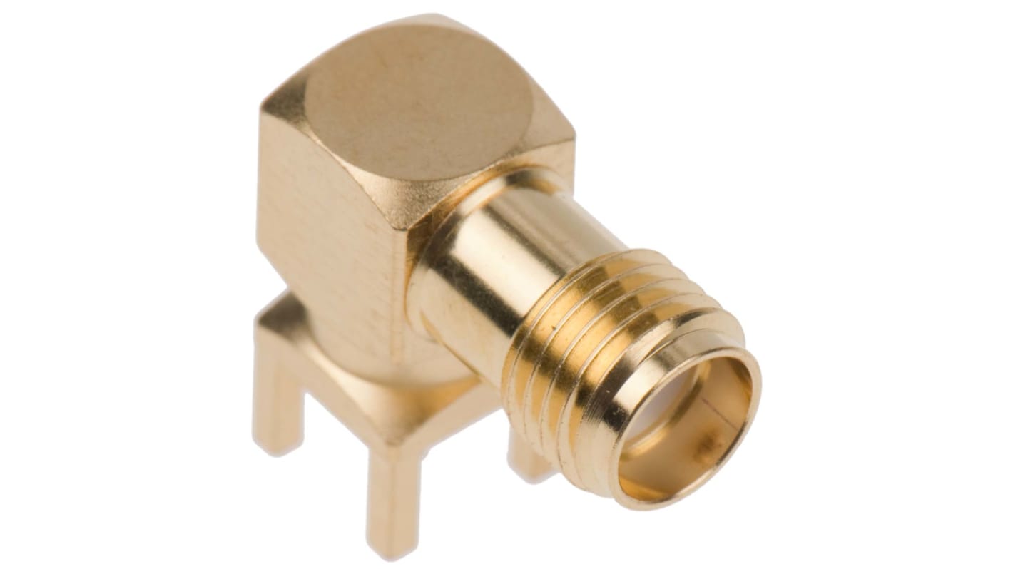 Rosenberger SMA Series, Jack PCB Mount SMA Connector, 50Ω, Solder Termination, Right Angle Body