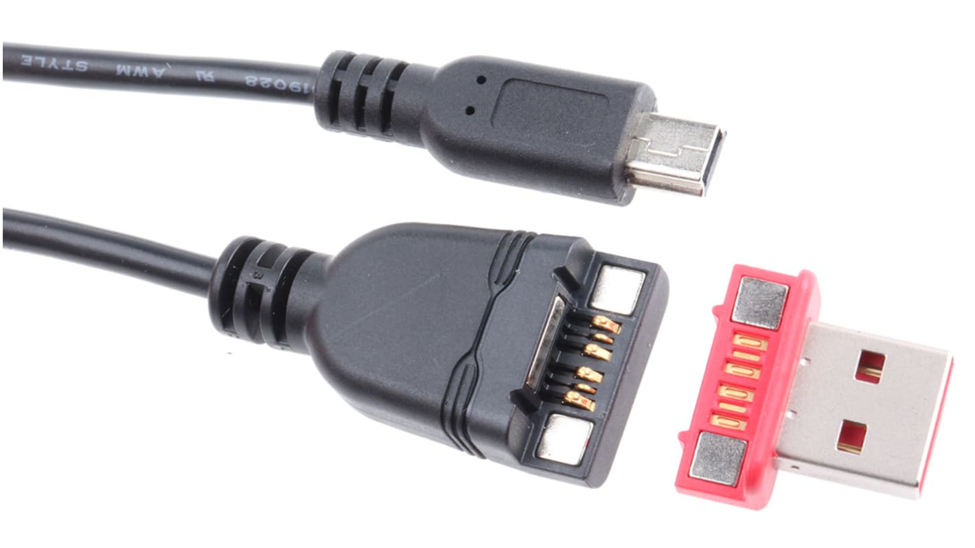 Kabel USB Złącze A USB A Złącze B Mini USB B dł. 800mm Przewód USB USB 2.0 kolor: Czarny