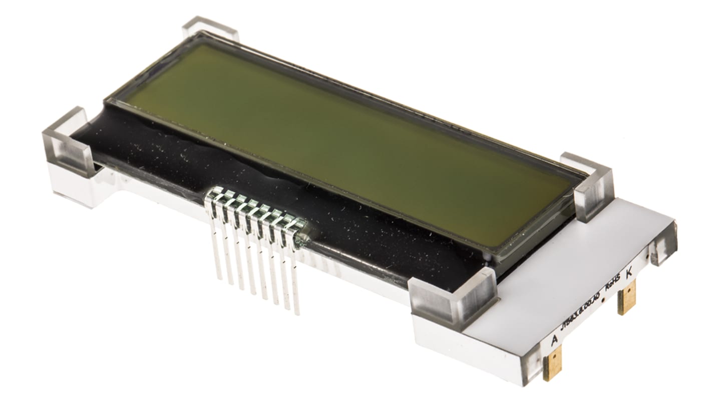 Midas MCCOG21605B6W-SPTLYI Alphanumeric LCD Display Yellow-Green, 2 Rows by 16 Characters, Transflective