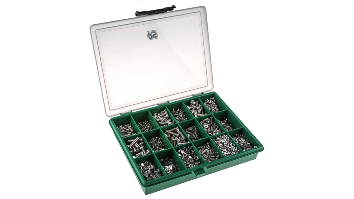 RS PRO Edelstahl A2 304 Schrauben, Muttern und Unterlegscheiben Sortiment Sechskant, M3, M4, M5, M6 x 6 → 25mm,