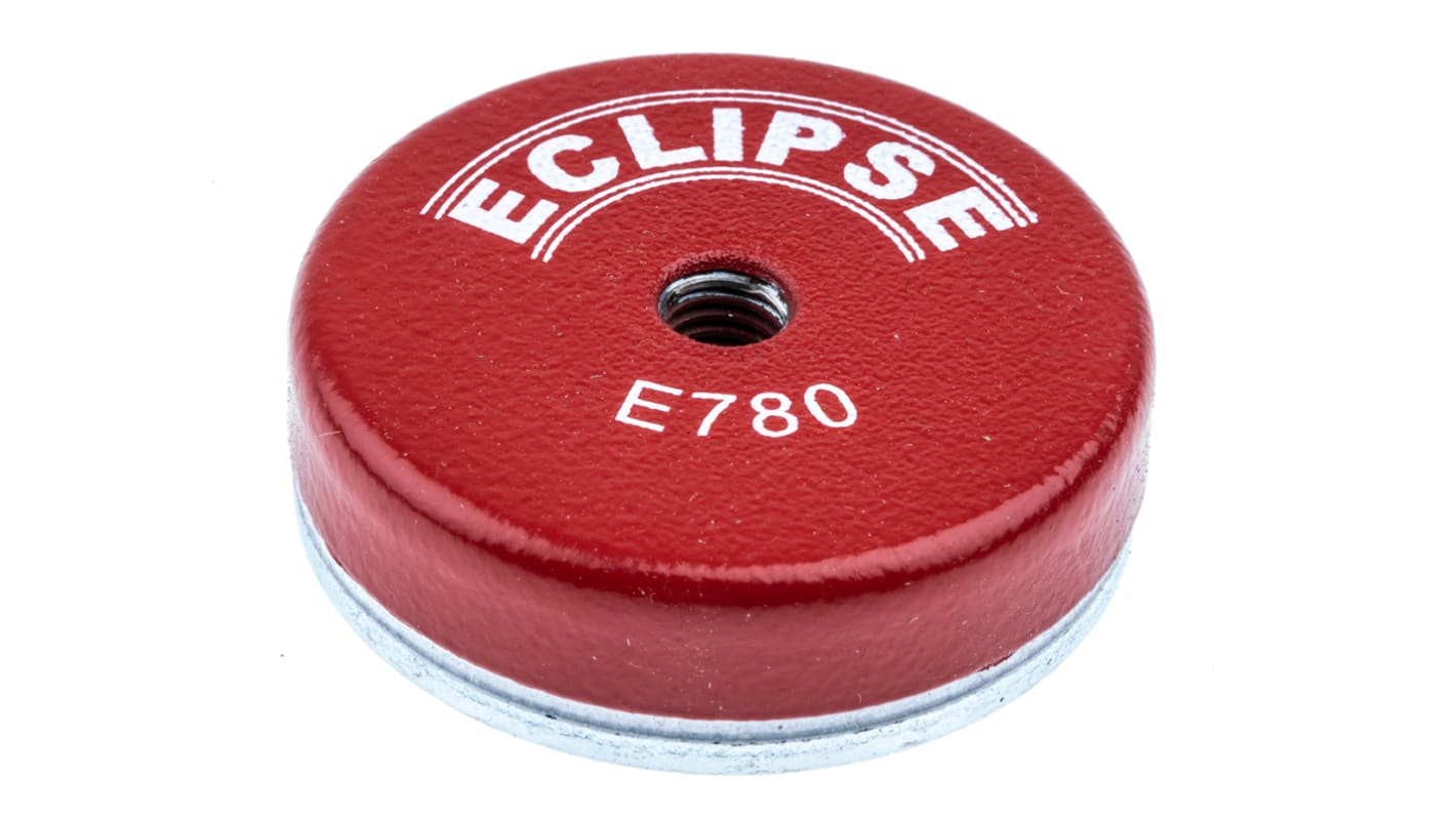 Imán de ferrita con orificio roscado M8 Eclipse, fuerza 15kg, encapsulado, Ø 50mm