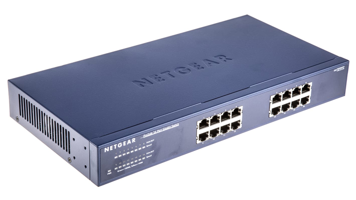 Netgear 16口非管理型以太网交换机, 16个RJ45口, 10/100/1000Mbit/s, JGS516