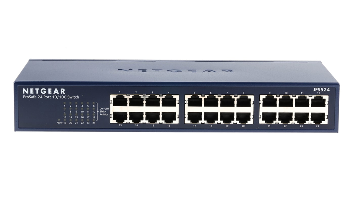Nie Ethernet Switch 24-portowy , montaż: szafa RACK Gigabit 10/100Mbit/s 24 0, Netgear Bez zarządzania