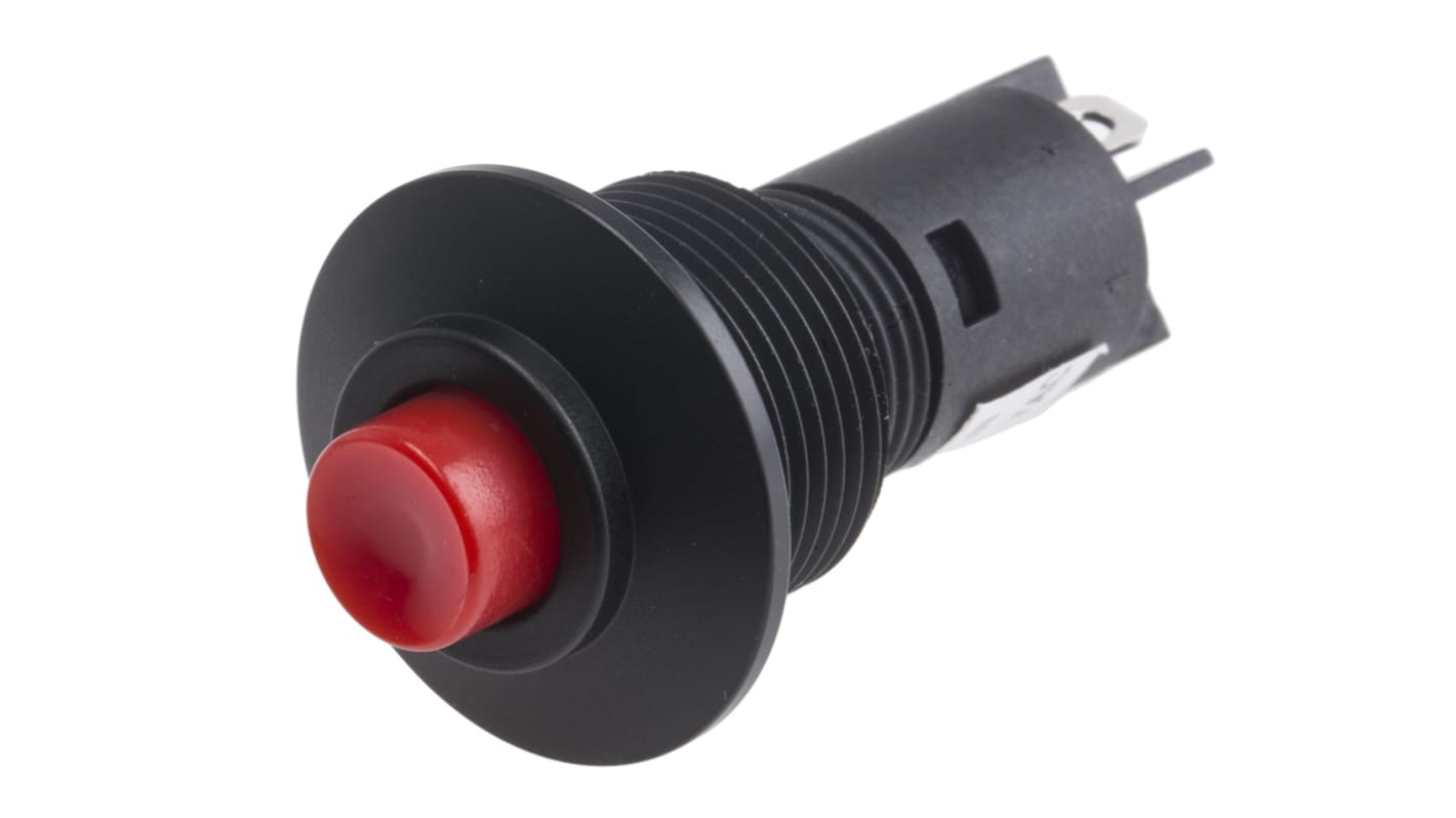 Interruptor de Botón Pulsador RS PRO, color de botón Rojo, SPST, Enclavamiento, 5 A a 250 V ac, 28V dc, PCB