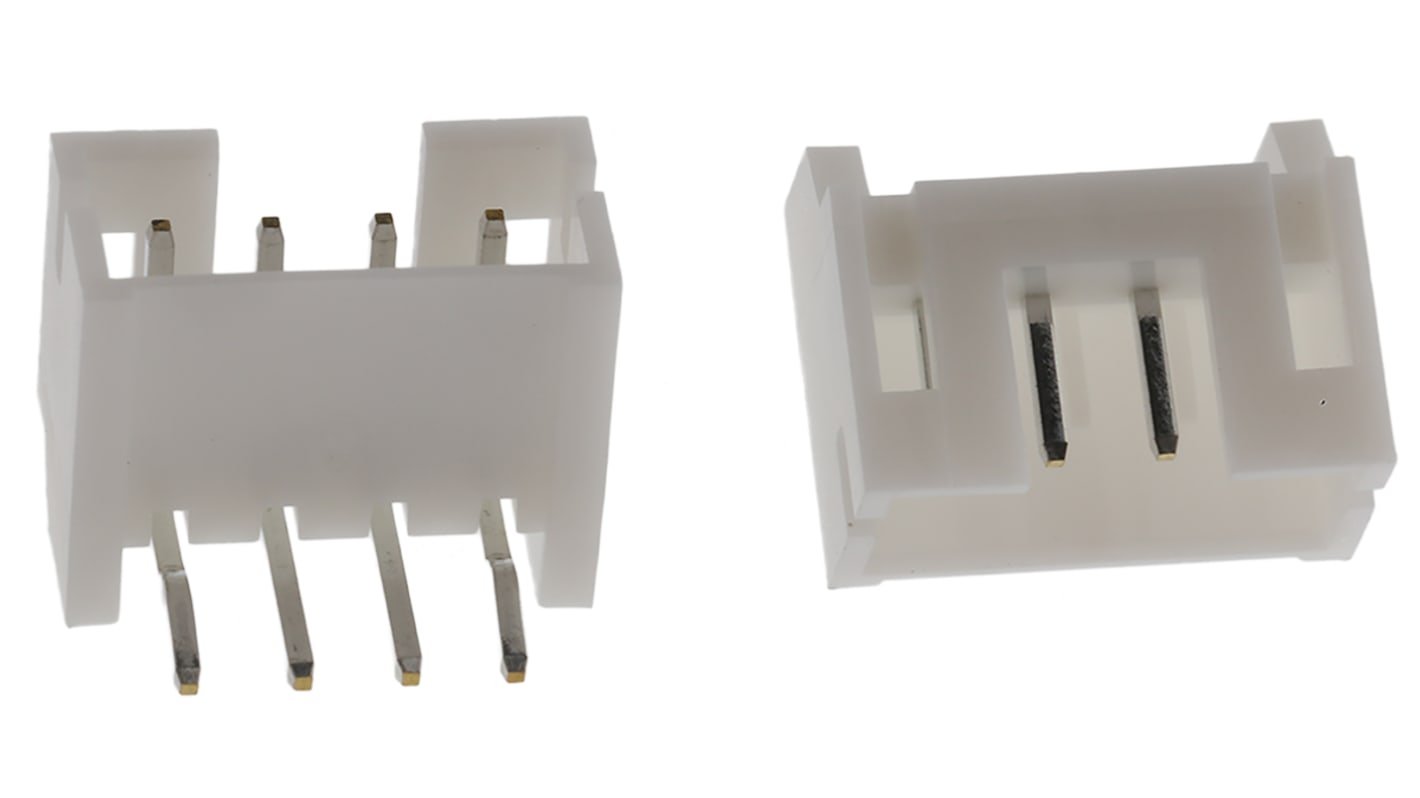 JST 4p单排排针 直角线对板连接器, 2.0mm间距, 2.0A, 100.0 V, THT安装, PH系列