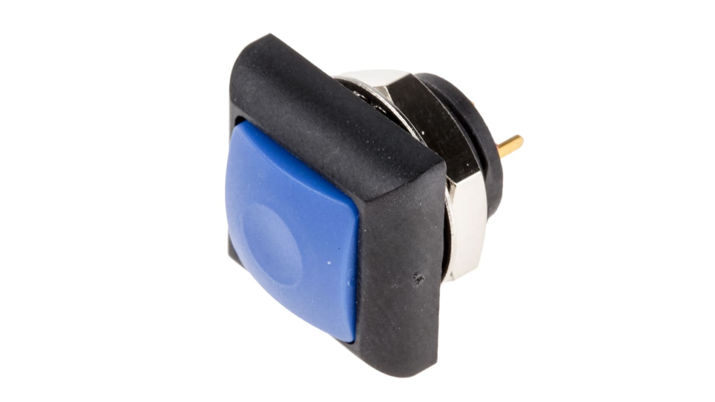 RS PRO 按钮开关, Φ13.6mm开孔, PCB安装, 瞬时操作, 蓝色正方形, 单刀单掷, IP67