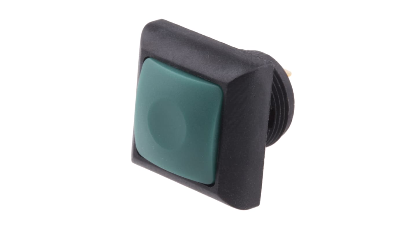 RS PRO 按钮开关, Φ13.6mm开孔, PCB安装, 瞬时操作, 绿色正方形, 单刀单掷, IP67