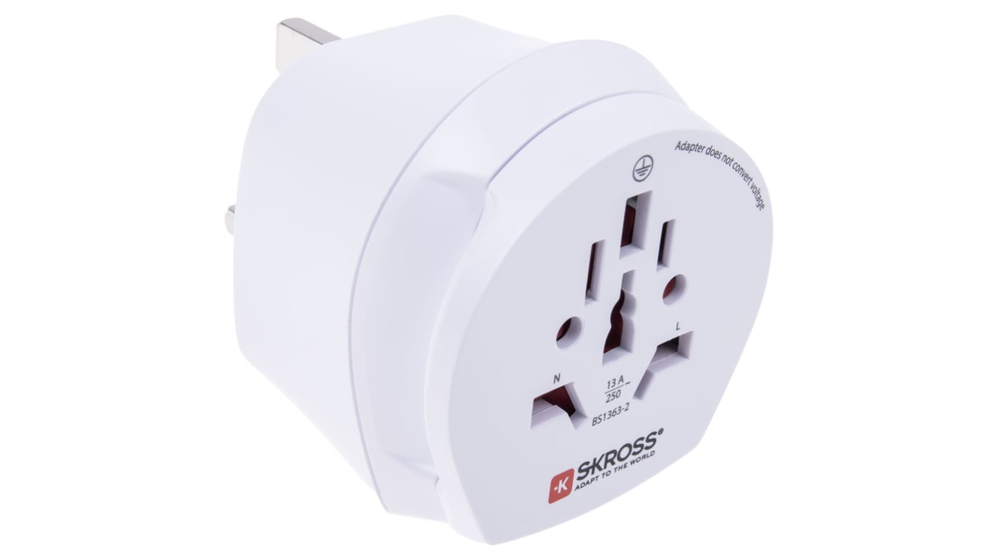 RS PRO Australia, China, Europe, Italy, Switzerland, UK, USA to Europe, UK Travel Adapter, Rated At 13A