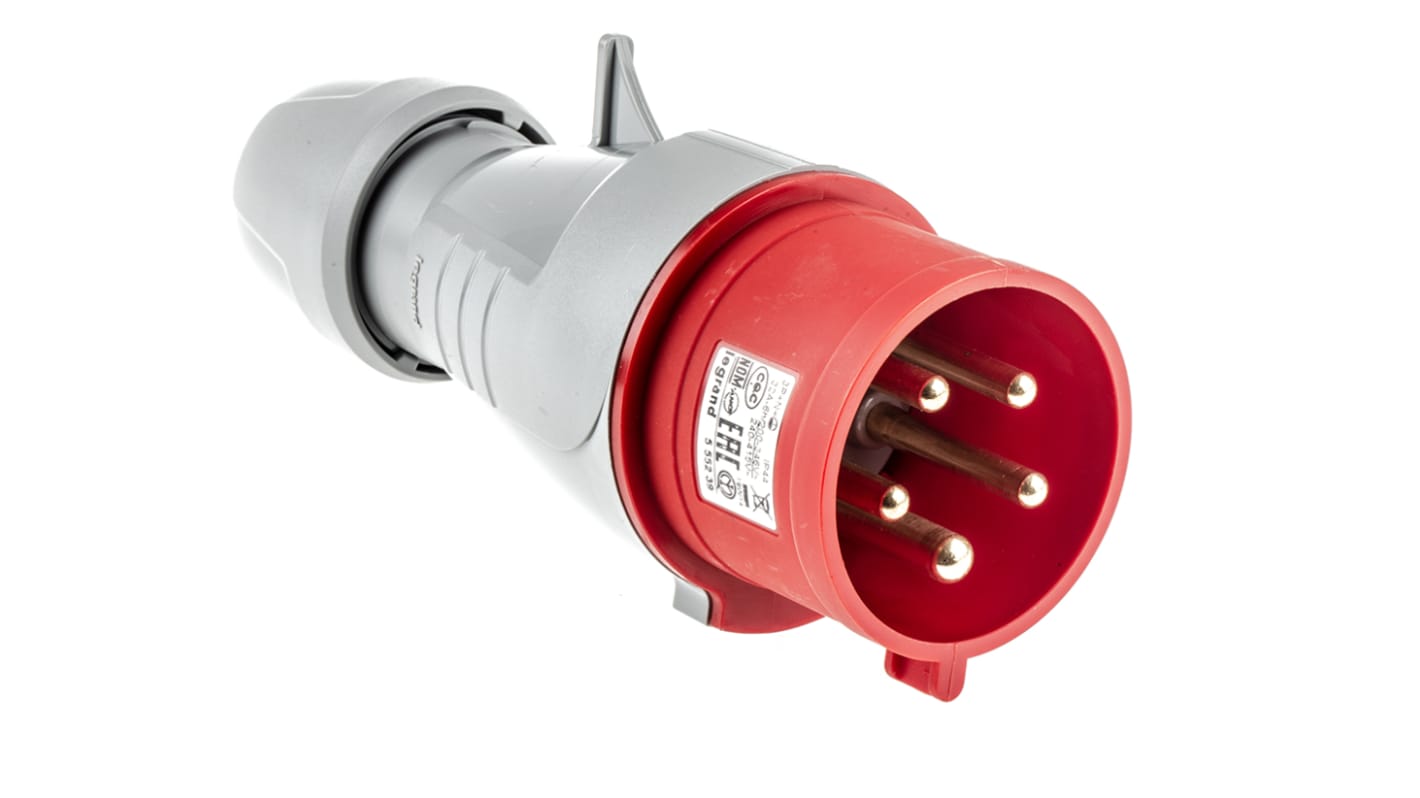 Legrand P17 Tempra Pro Leistungssteckverbinder Stecker Rot 3P + N + E, 415 V / 32A, Kabelmontage IP44