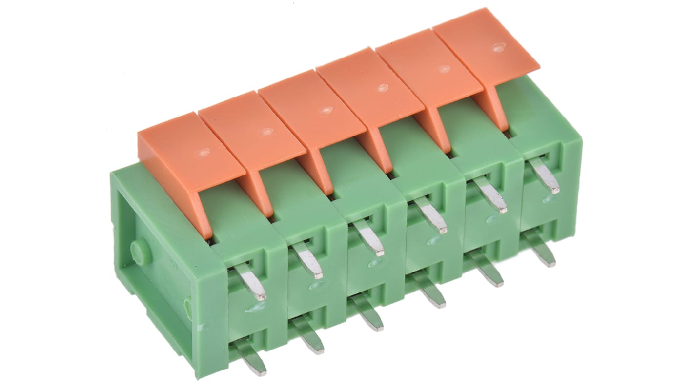 TE Connectivity Buchanan Series PCB Terminal Block, 6-Contact, 5.08mm Pitch, Through Hole Mount, 1-Row, Spring Cage