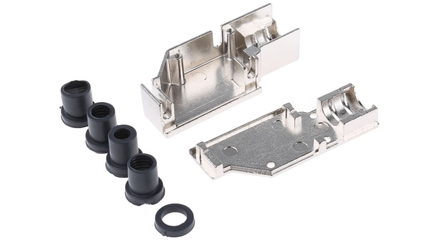 MH Connectors MHDCMR Series Zinc Right Angle D Sub Backshell, 15 Way, Strain Relief