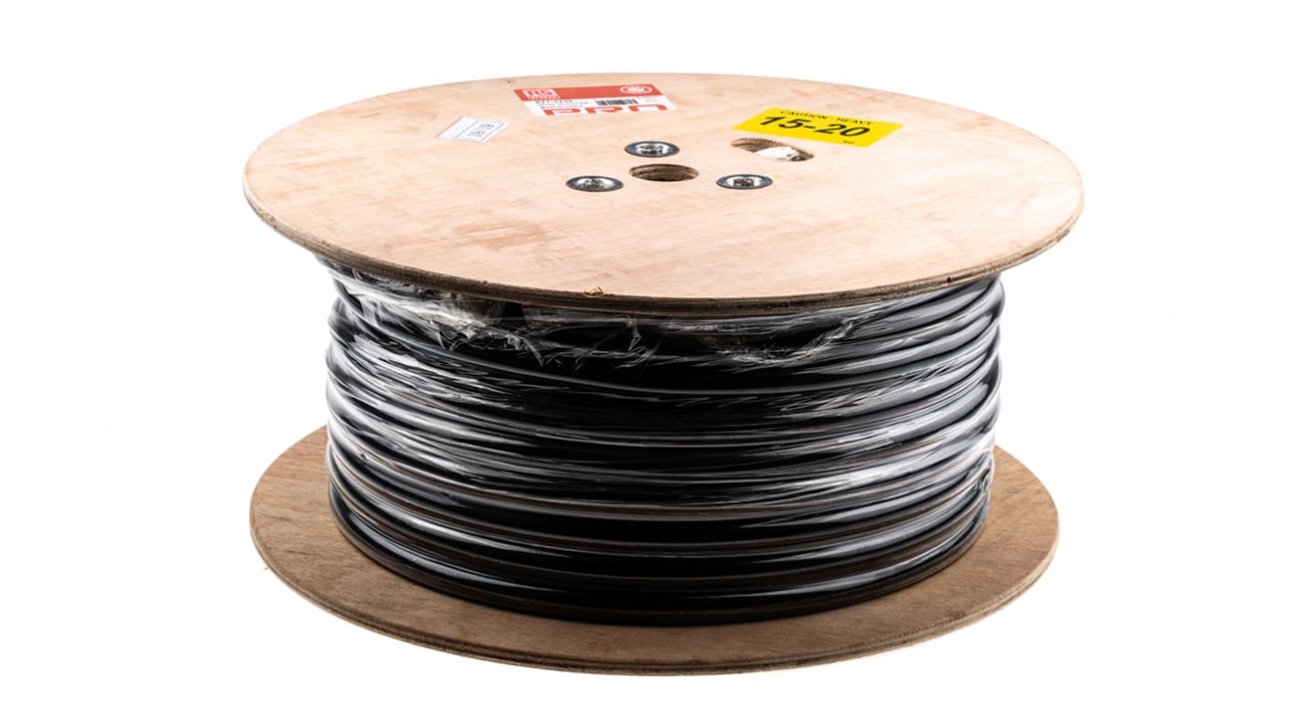 RS PRO Netzkabel, 3-adrig Schwarz x 6 mm² /Ø 15.4mm,  50m, 450/750 V ac, CPE