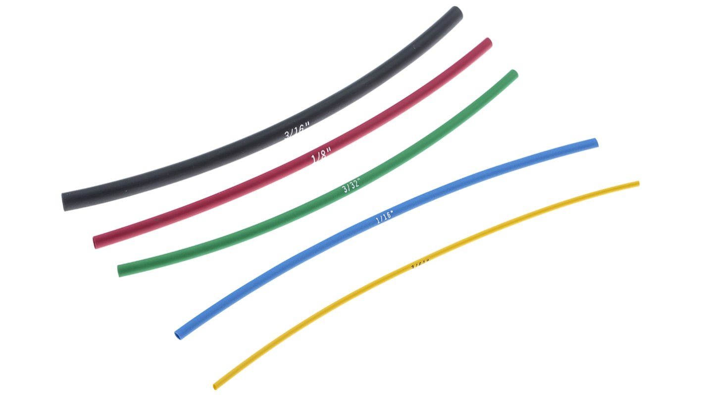 Alpha Wire FIT Shrink Tubing Wärmeschrumpfschlauch, Polyolefin Schwarz, Ø 1.17mm Schrumpfrate 2:1, Länge 152mm