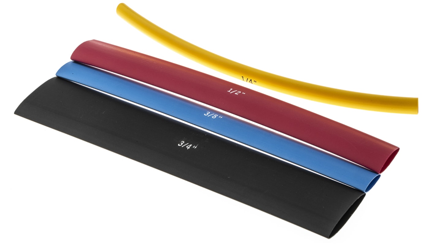 Alpha Wire Heat Shrink Tubing Kit, Black 6.35mm Sleeve Dia. x 152mm Length 2:1 Ratio, FIT Shrink Tubing Series