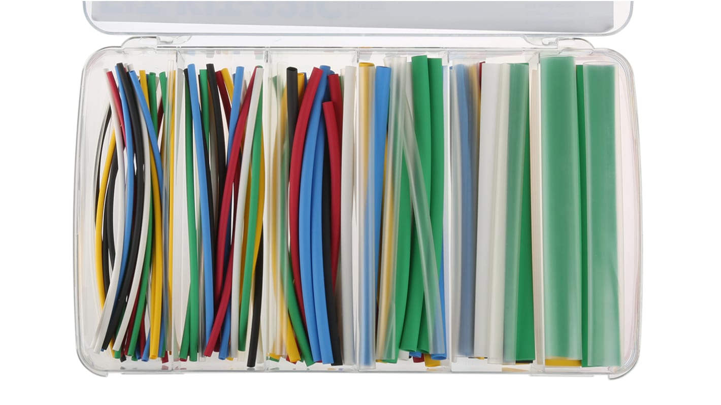 Alpha Wire FIT Shrink Tubing Wärmeschrumpfschlauch, Polyolefin Farbsortiment, Ø Assortment Schrumpfrate 2:1, Länge