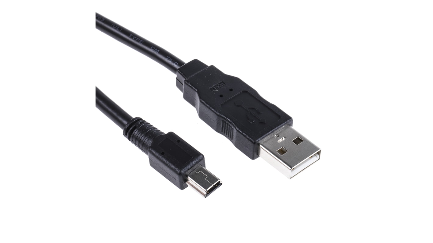 Molex USB 2.0 Cable, Male USB A to Male Mini USB B Cable, 1.5m