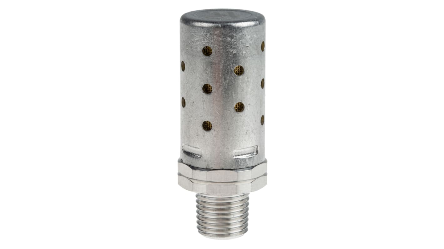 Norgren MB Aluminium, Brass 20bar Pneumatic Silencer, Threaded, R 1/4 Male