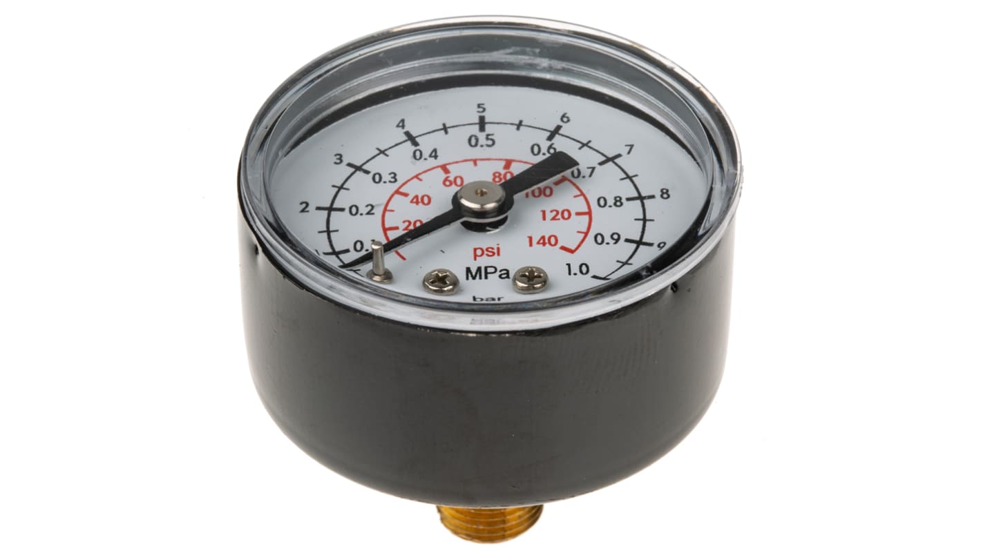 Norgren Analogue Pressure Gauge 10bar Back Entry 40mm Outside Diameter, UKAS