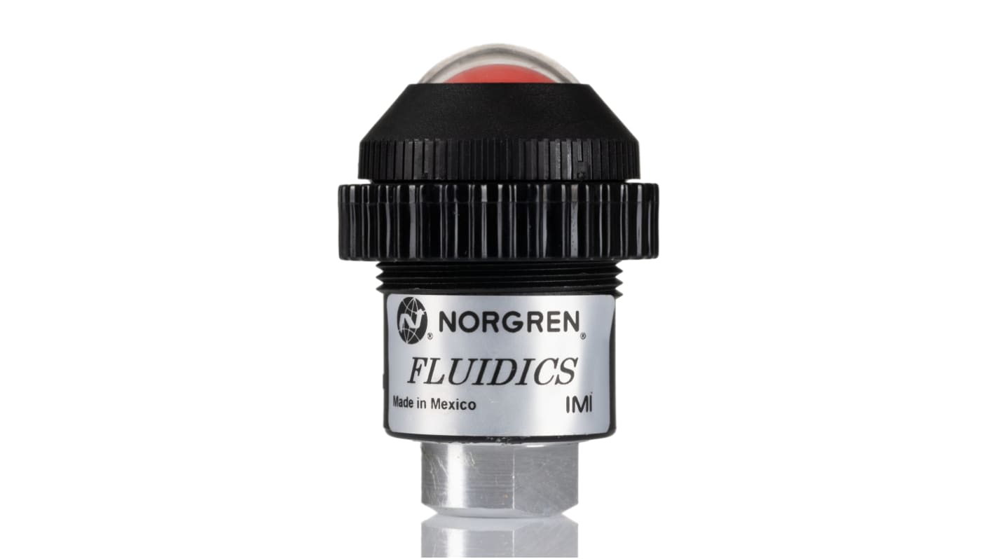 Norgren Green, Red Panel Mounting Visual Indicator, 8.6bar, G 1/8 inlet port, 30mm mount hole