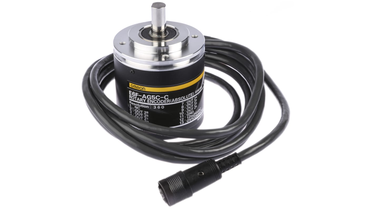 Omron E6F Series Absolute Absolute Encoder, 360 ppr, NPN Open Collector Signal, Solid Type, 10mm Shaft
