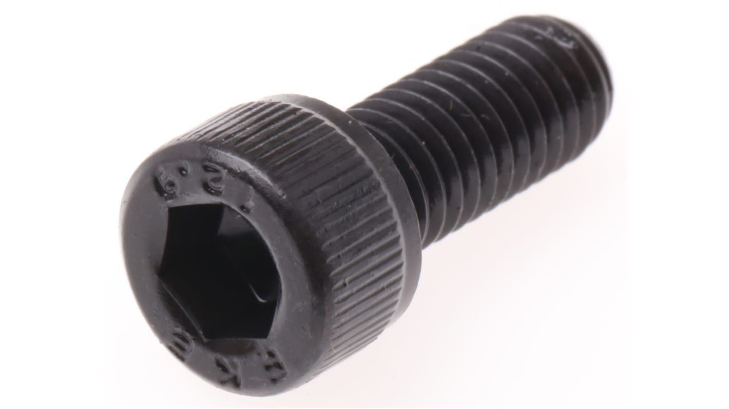 RS PRO Black, Self-Colour Steel Hex Socket Cap Screw, DIN 912, M6 x 15mm