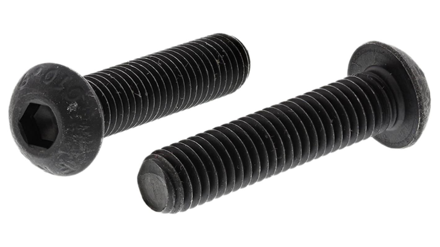 RS PRO Black, Self-Colour Steel Hex Socket Button Screw, ISO 7380, M8 x 35mm