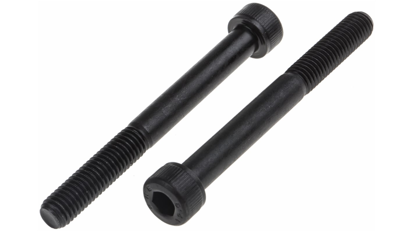 RS PRO Black, Self-Colour Steel Hex Socket Cap Screw, DIN 912, M8 x 75mm