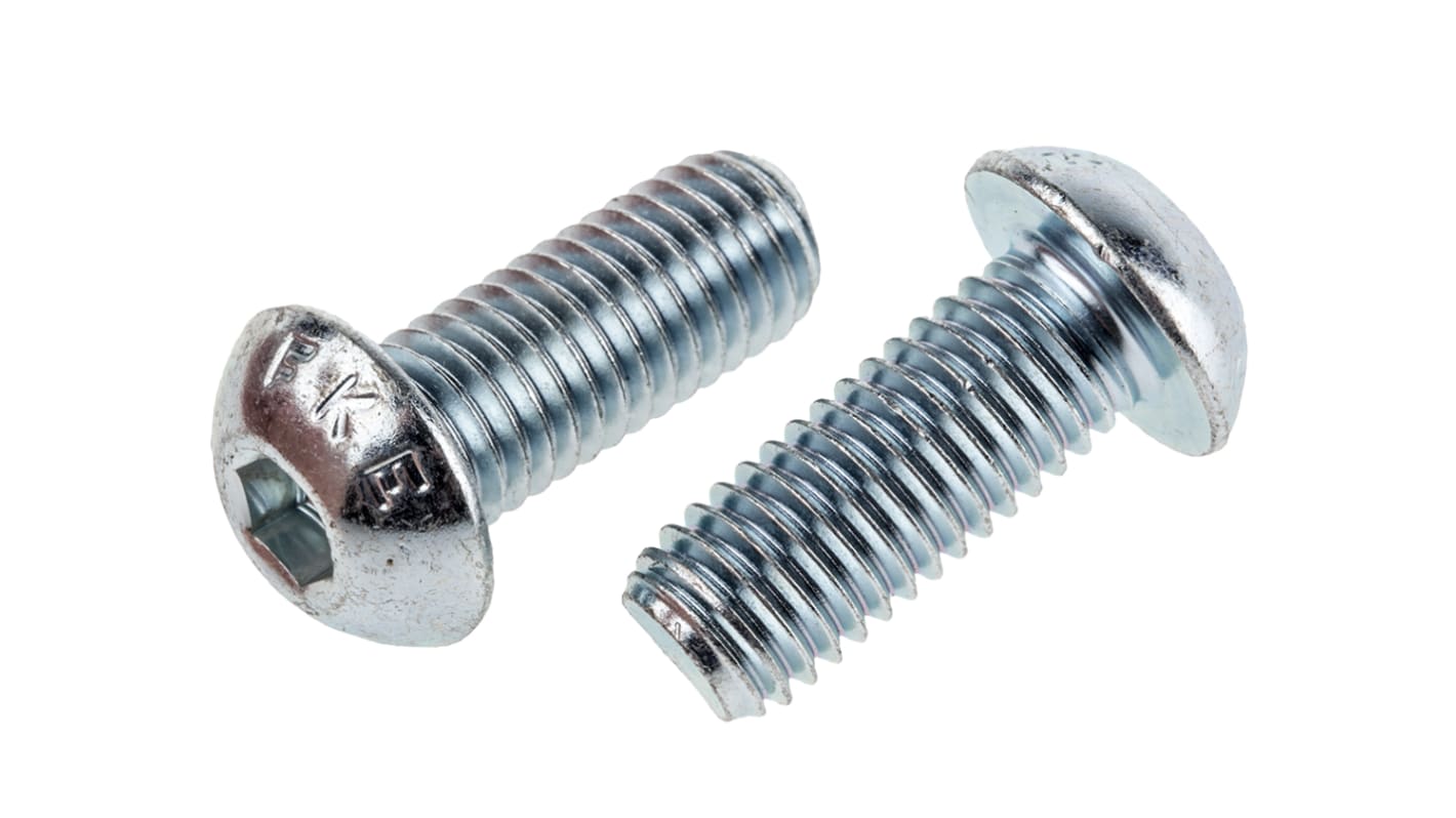 Vite a brugola con testa bombata esagonale RS PRO, M10, L. 25mm, in Acciaio