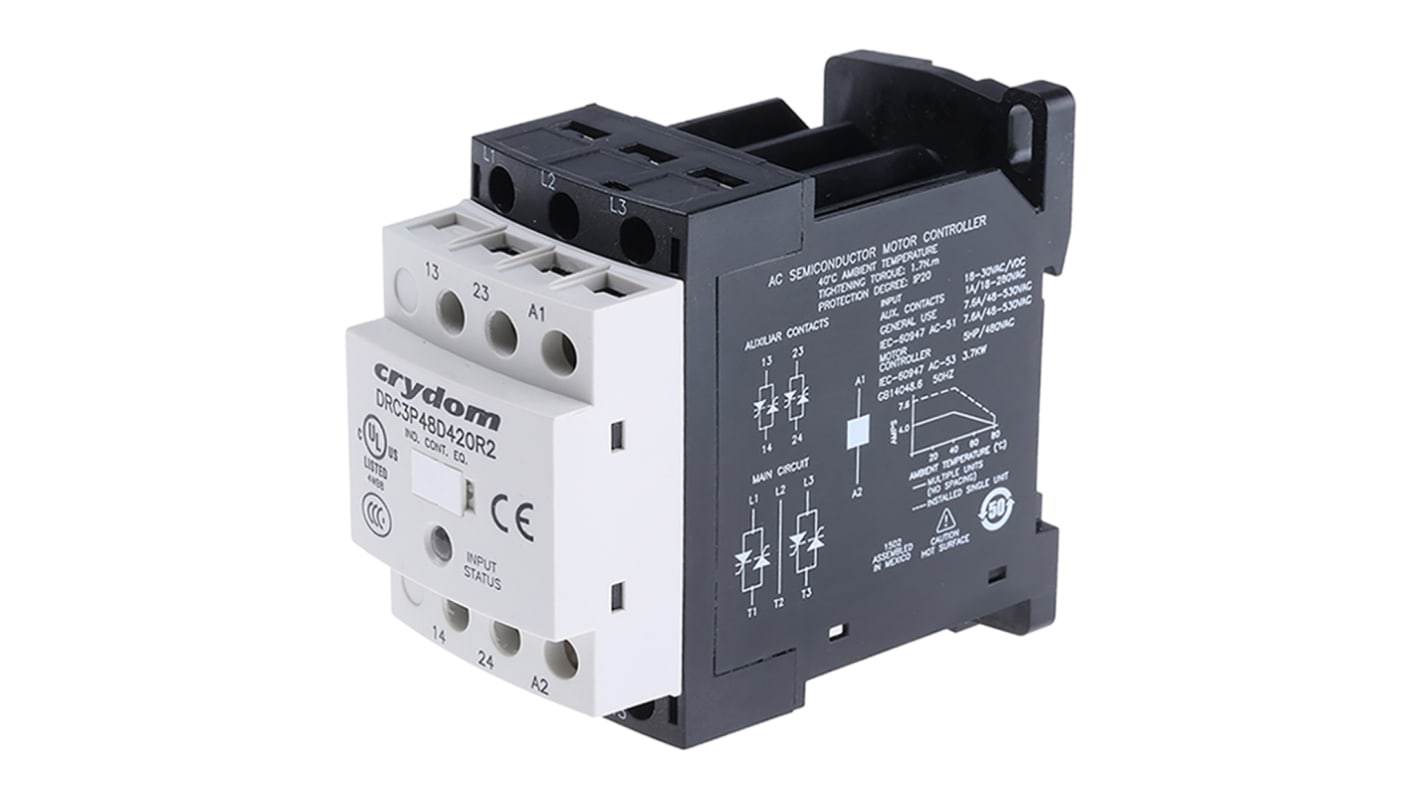 Sensata Crydom Solid State Relay, 7.6 A Load, DIN Rail Mount