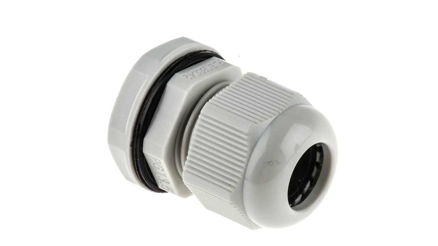 RS PRO Grey Nylon Cable Gland, PG13.5 Thread, 6mm min., 12mm max., IP68