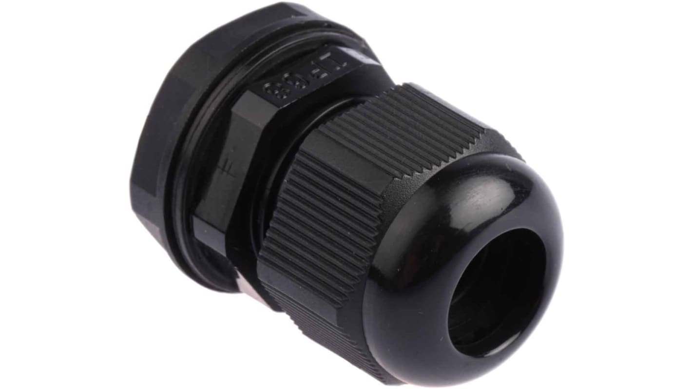 RS PRO Black Nylon Cable Gland, PG13.5 Thread, 6mm min., 12mm max., IP68