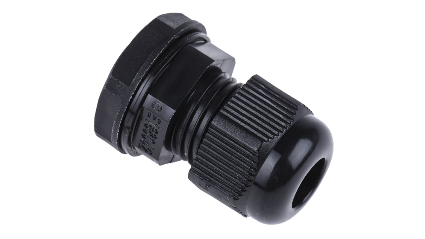 RS PRO Black Nylon Cable Gland, PG9 Thread, 4mm min., 8mm max., IP68