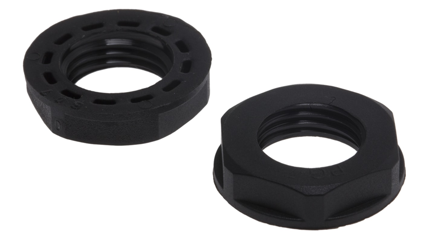 RS PRO Black Nylon 66 Cable Gland Locknut, PG7 Thread, IP68