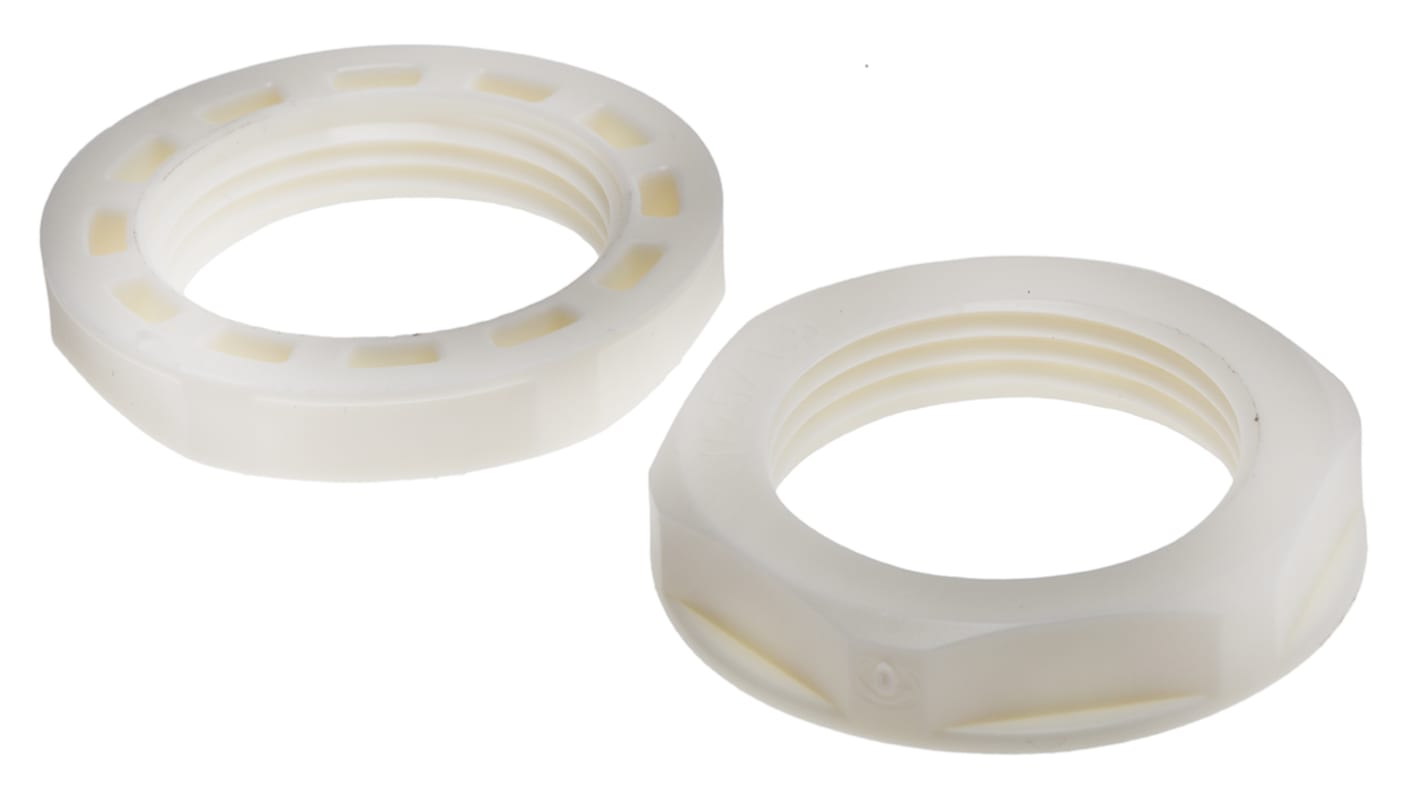 RS PRO White Nylon 66 Cable Gland Locknut, M25 Thread, IP68