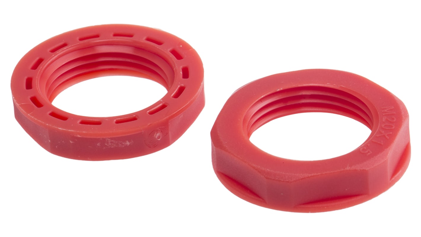 RS PRO Gegenmutter M20 Nylon 66 Rot IP68